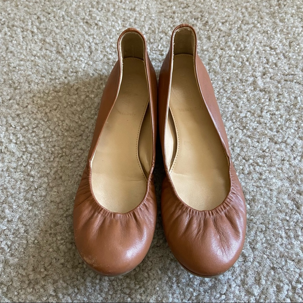 J Crew Flats 7.5 Brown Leather Round Toe Ballet